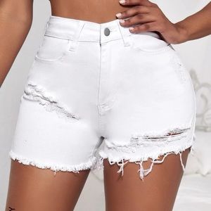 Shein SXY High Waist Ripped Raw ahem Denim Shorts